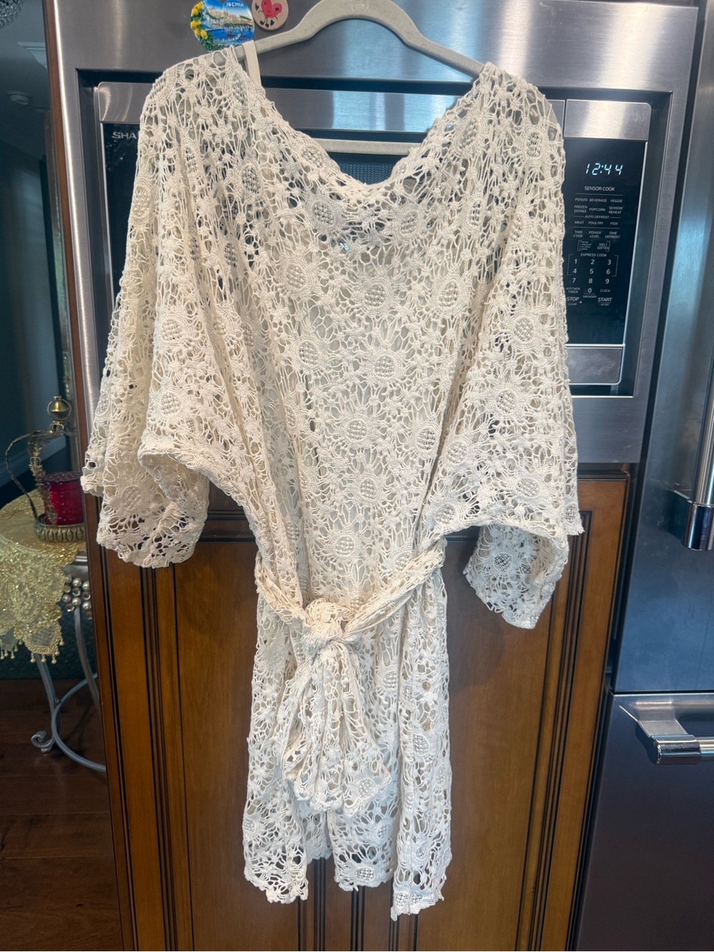 Crochet Lace Tunic Dress in  Cream